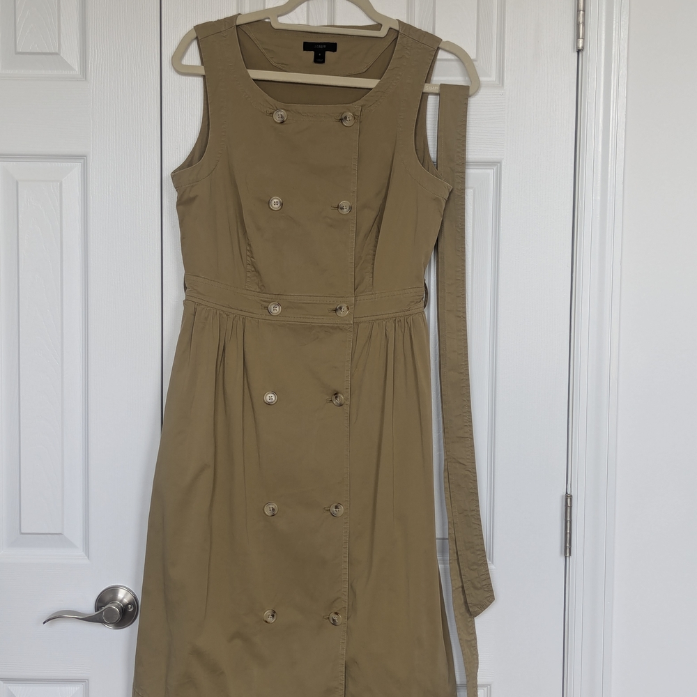 J. Crew Tan Sheath Midi Dress Square Neck